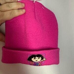 Dora the explorer vintage Pink Beanie with Cartoon Patch 2004